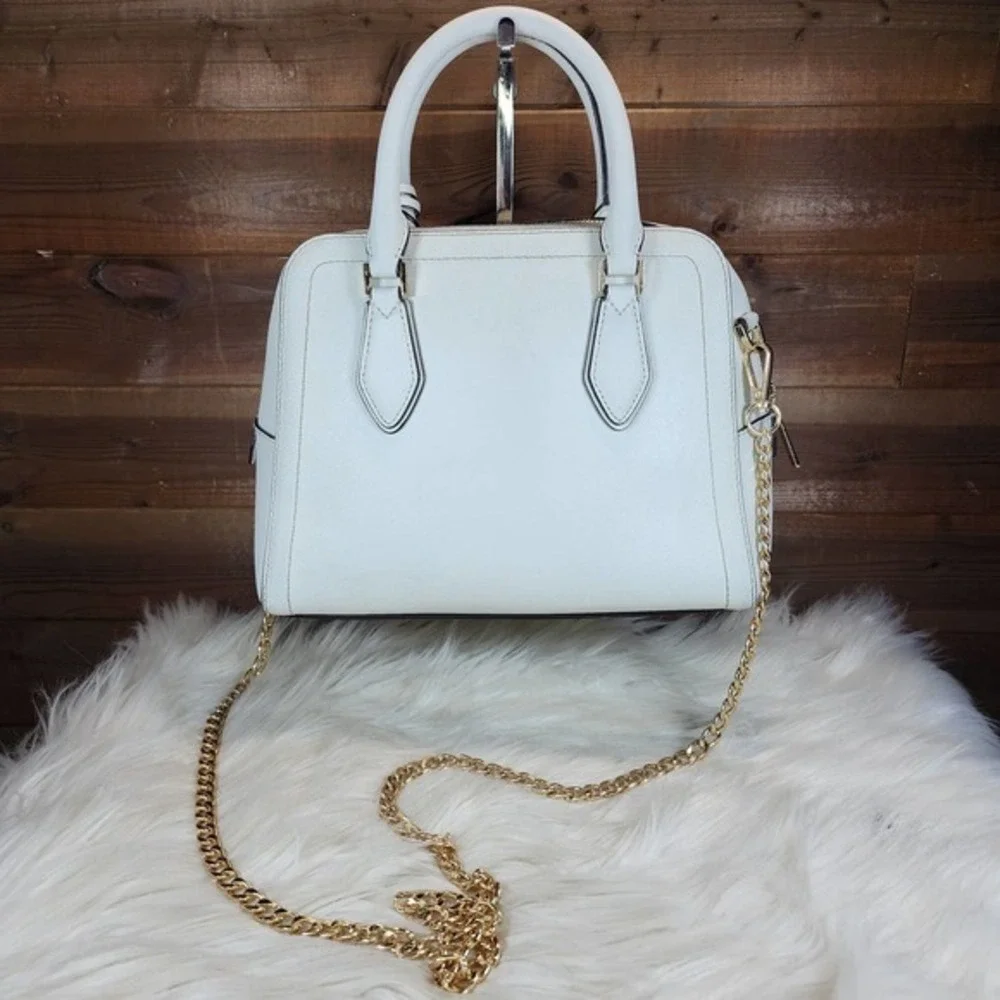 Michael Kors White Ayden Medium Saffiano Leather Satchel